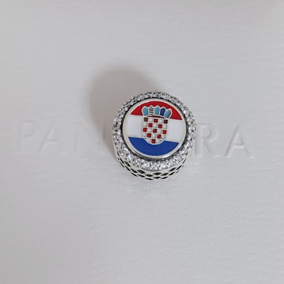 Pandora Croatia Flag Charm Bead Travel Pendant S925 Silver with box - Picture 5 of 7